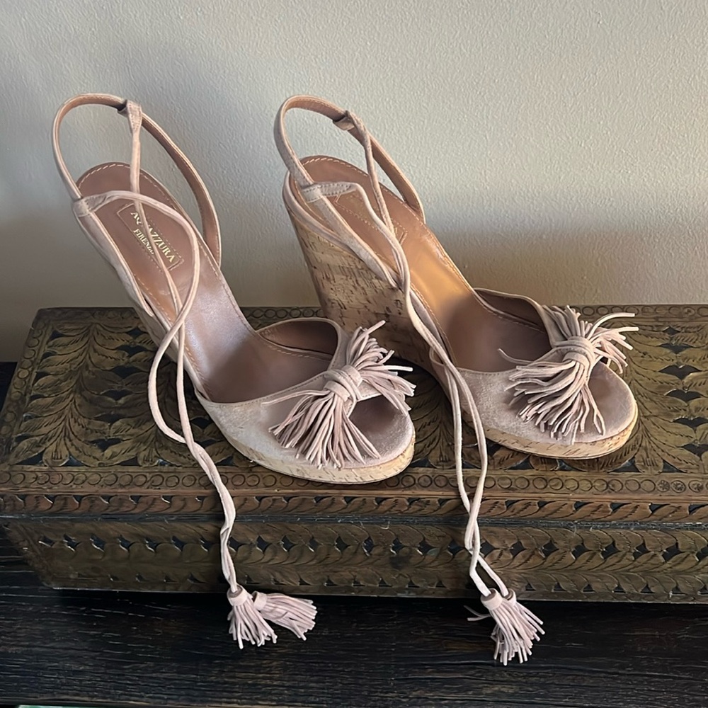 Aquazzura cork wedge platforms